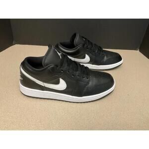 Womens Nike Air Jordan 1 Low “Black White” Leather Athletic Shoes. Size 8.5.